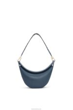 Loewe Women Small Luna bag in satin calfskin and jacquard 206XF482 Onyx Blue