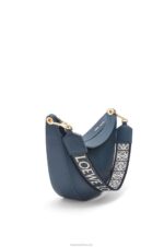 Loewe Women Small Luna bag in satin calfskin and jacquard 206XF482 Onyx Blue - Image 3