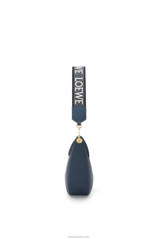 Loewe Women Small Luna bag in satin calfskin and jacquard 206XF482 Onyx Blue - Image 4