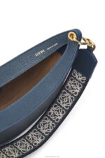 Loewe Women Small Luna bag in satin calfskin and jacquard 206XF482 Onyx Blue - Image 6