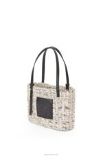 Loewe Women Small Newspaper Square Basket bag in paper and calfskin 206XF100 Black/Multicolor - Image 2