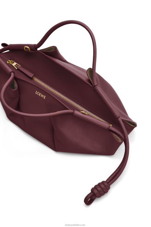 Loewe Women Small Paseo bag in shiny nappa calfskin 206XF414 Burgundy - Image 8