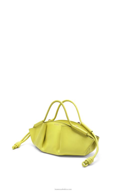 Loewe Women Small Paseo bag in shiny nappa calfskin 206XF419 Lime Yellow - Image 3