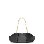 Loewe Women Small Paseo bag in shiny nappa calfskin with chain 206XF402 Black