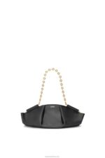 Loewe Women Small Paseo bag in shiny nappa calfskin with chain 206XF402 Black