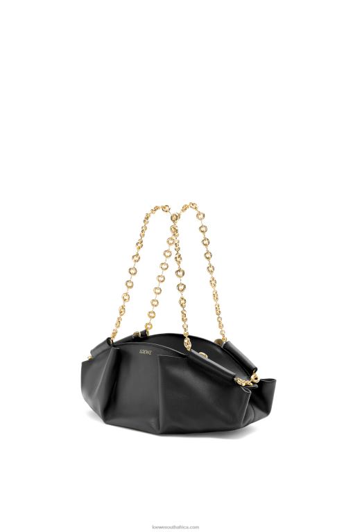 Loewe Women Small Paseo bag in shiny nappa calfskin with chain 206XF402 Black - Image 7