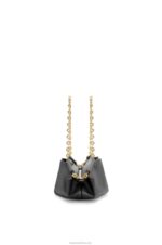Loewe Women Small Paseo bag in shiny nappa calfskin with chain 206XF402 Black - Image 8
