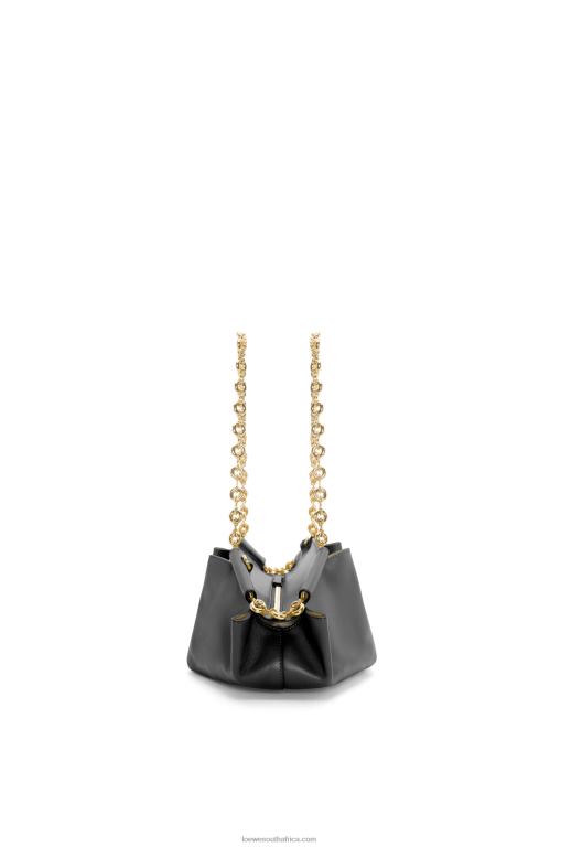Loewe Women Small Paseo bag in shiny nappa calfskin with chain 206XF402 Black - Image 8