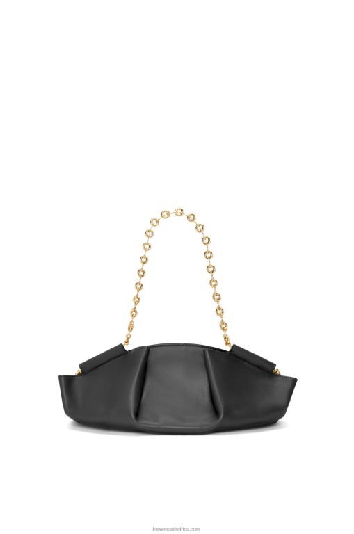 Loewe Women Small Paseo bag in shiny nappa calfskin with chain 206XF402 Black - Image 9