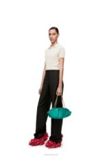 Loewe Women Small Paseo bag in shiny nappa calfskin with chain 206XF403 Emerald Green - Image 2