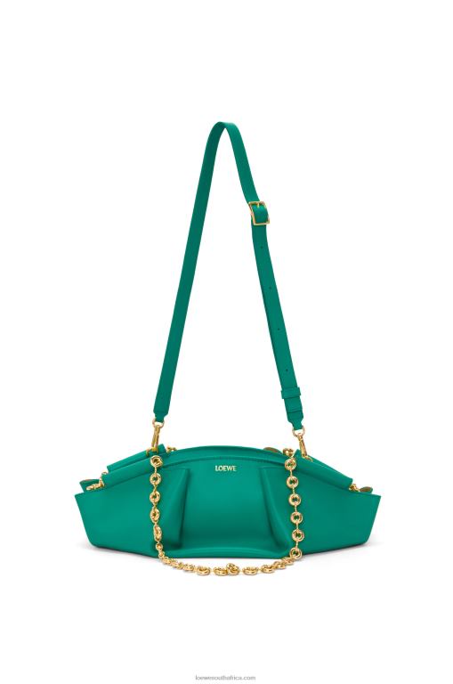 Loewe Women Small Paseo bag in shiny nappa calfskin with chain 206XF403 Emerald Green - Image 3