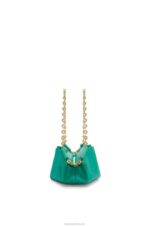 Loewe Women Small Paseo bag in shiny nappa calfskin with chain 206XF403 Emerald Green - Image 5