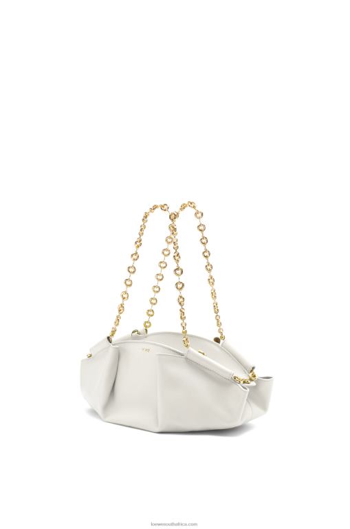 Loewe Women Small Paseo bag in shiny nappa calfskin with chain 206XF404 Soft White - Image 2