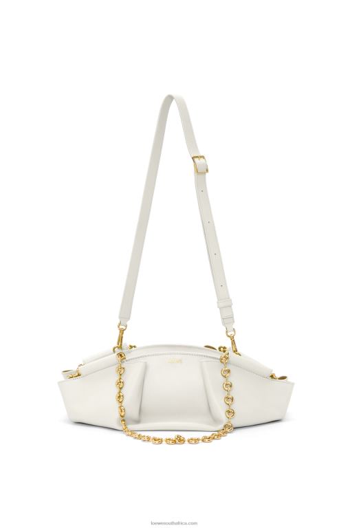 Loewe Women Small Paseo bag in shiny nappa calfskin with chain 206XF404 Soft White - Image 5