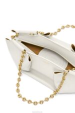 Loewe Women Small Paseo bag in shiny nappa calfskin with chain 206XF404 Soft White - Image 6