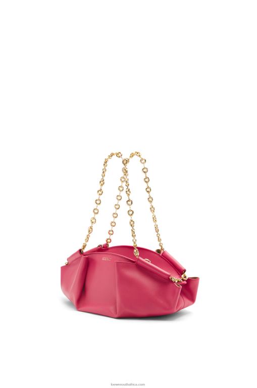 Loewe Women Small Paseo bag in shiny nappa calfskin with chain 206XF420 Magenta - Image 2