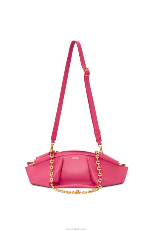 Loewe Women Small Paseo bag in shiny nappa calfskin with chain 206XF420 Magenta - Image 5