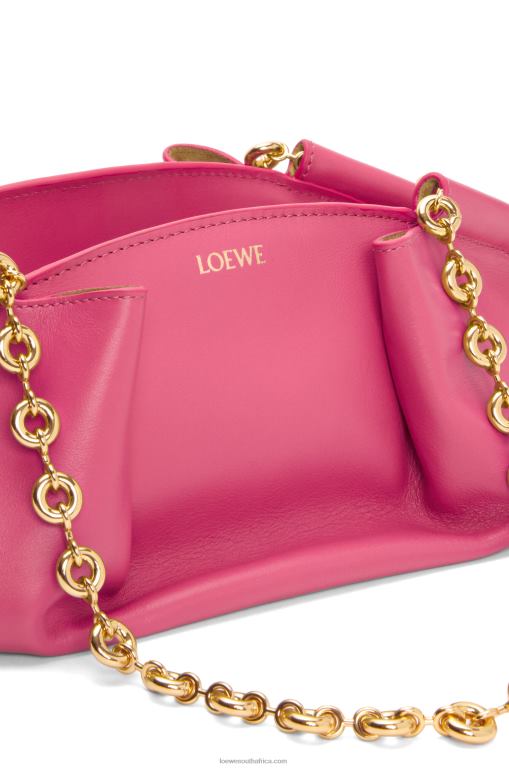 Loewe Women Small Paseo bag in shiny nappa calfskin with chain 206XF420 Magenta - Image 8