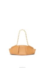 Loewe Women Small Paseo bag in shiny nappa calfskin with chain 206XF421 Warm Desert