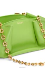 Loewe Women Small Paseo bag in shiny nappa calfskin with chain 206XF422 Apple Green - Image 8