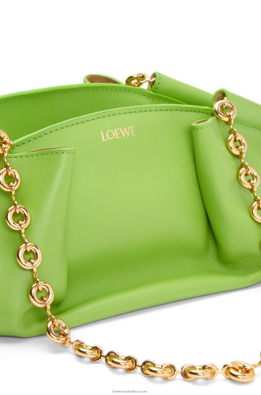 Loewe Women Small Paseo bag in shiny nappa calfskin with chain 206XF422 Apple Green - Image 8