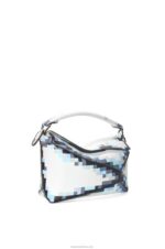 Loewe Women Small Pixelated Puzzle Edge bag in satin calfskin 206XF395 White - Image 2
