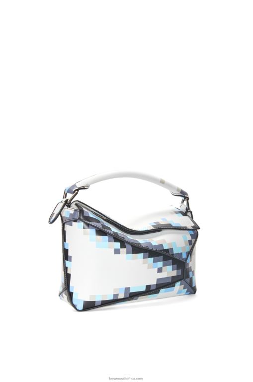 Loewe Women Small Pixelated Puzzle Edge bag in satin calfskin 206XF395 White - Image 2