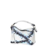Loewe Women Small Pixelated Puzzle Edge bag in satin calfskin 206XF395 White