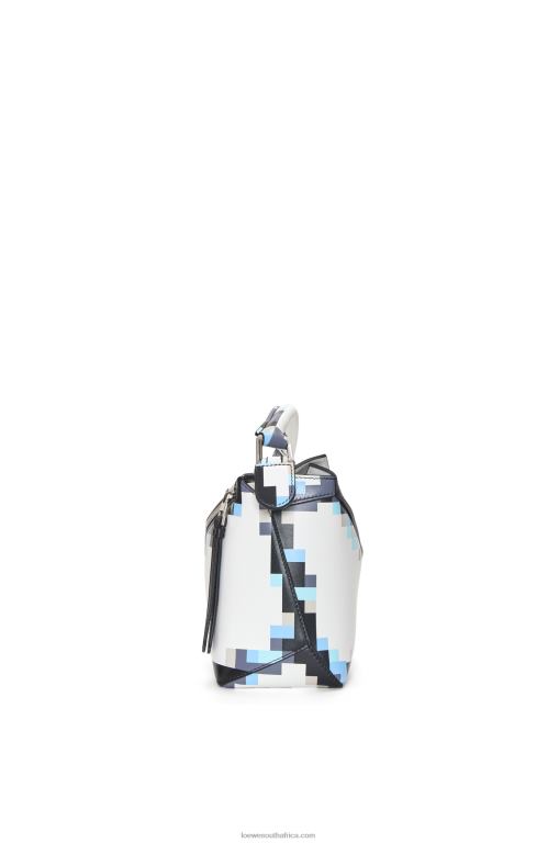 Loewe Women Small Pixelated Puzzle Edge bag in satin calfskin 206XF395 White - Image 3