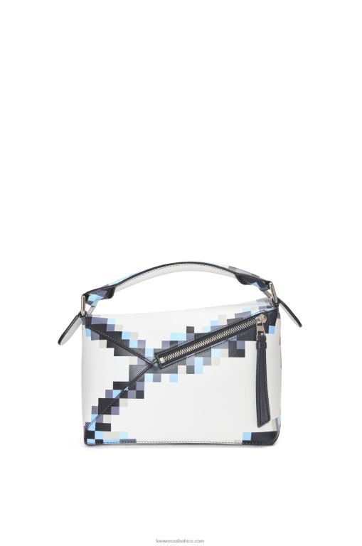 Loewe Women Small Pixelated Puzzle Edge bag in satin calfskin 206XF395 White - Image 4