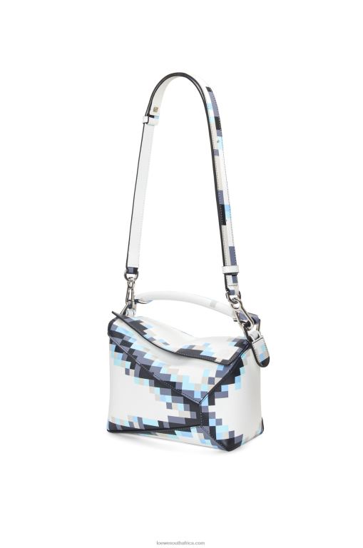 Loewe Women Small Pixelated Puzzle Edge bag in satin calfskin 206XF395 White - Image 5