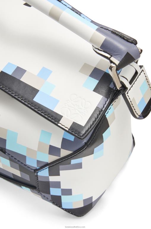 Loewe Women Small Pixelated Puzzle Edge bag in satin calfskin 206XF395 White - Image 7