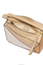 Loewe Women Small Puzzle bag in classic calfskin 206XF396 Dusty Beige/Soft White - Image 7