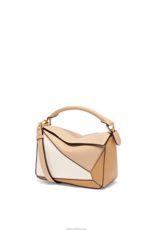 loewe_women_small_puzzle_bag_in_classic_calfskin_206xf396_dusty_beige_soft_white.jpg Loewe Women Small Puzzle bag in classic calfskin 206XF396 Dusty Beige/Soft White - Image 1