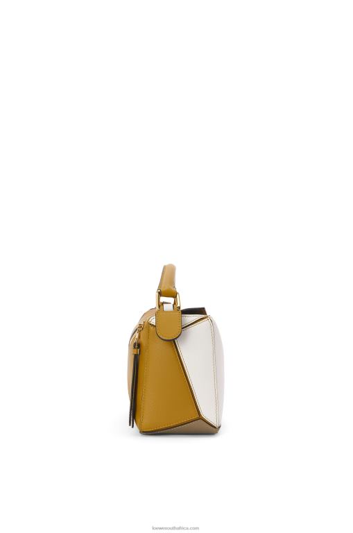 Loewe Women Small Puzzle bag in classic calfskin 206XF497 Ochre/Soft White - Image 4