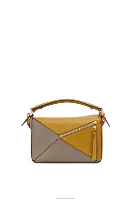 Loewe Women Small Puzzle bag in classic calfskin 206XF497 Ochre/Soft White - Image 5