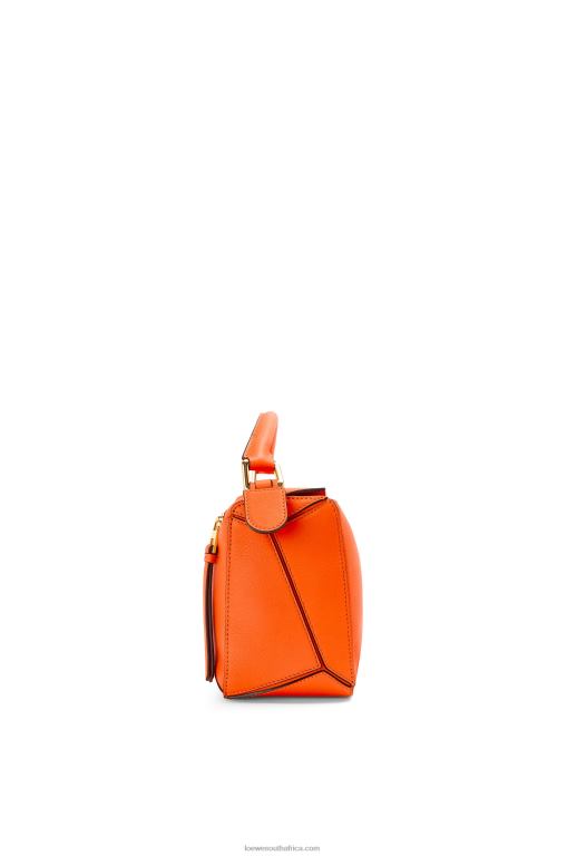Loewe Women Small Puzzle bag in classic calfskin 206XF501 Orange - Image 3