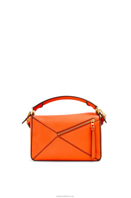 Loewe Women Small Puzzle bag in classic calfskin 206XF501 Orange - Image 4