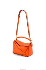 Loewe Women Small Puzzle bag in classic calfskin 206XF501 Orange - Image 5