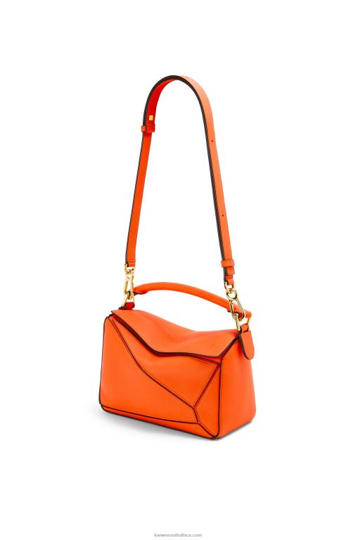 Loewe Women Small Puzzle bag in classic calfskin 206XF501 Orange - Image 5