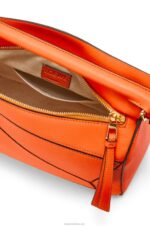 Loewe Women Small Puzzle bag in classic calfskin 206XF501 Orange - Image 6