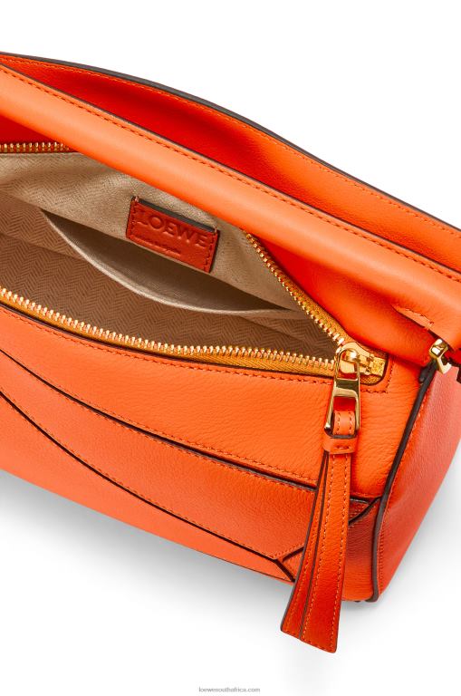 Loewe Women Small Puzzle bag in classic calfskin 206XF501 Orange - Image 6