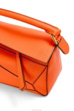 Loewe Women Small Puzzle bag in classic calfskin 206XF501 Orange - Image 7