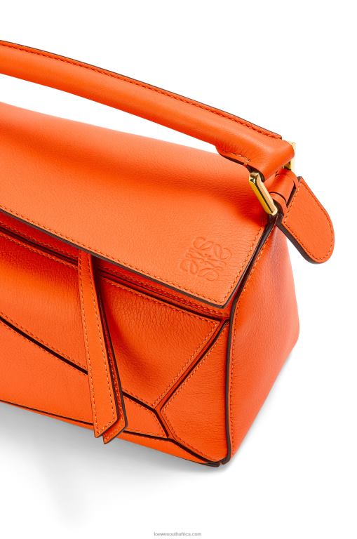 Loewe Women Small Puzzle bag in classic calfskin 206XF501 Orange - Image 7