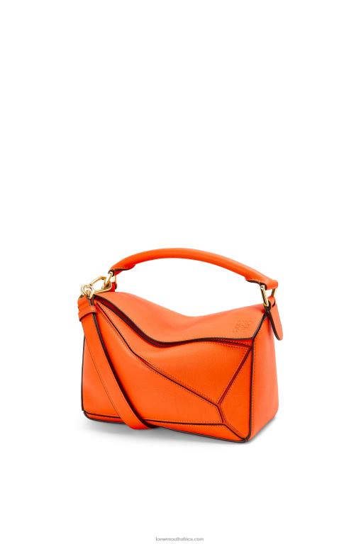 Loewe Women Small Puzzle bag in classic calfskin 206XF501 Orange - Image 1