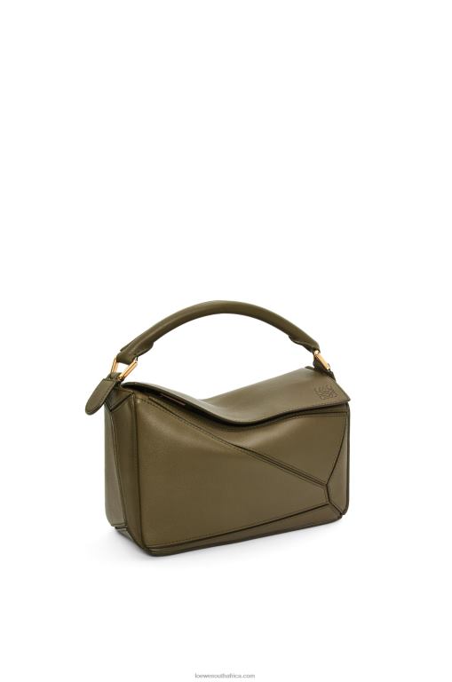 Loewe Women Small Puzzle bag in classic calfskin 206XF542 Dark Khaki Green - Image 2