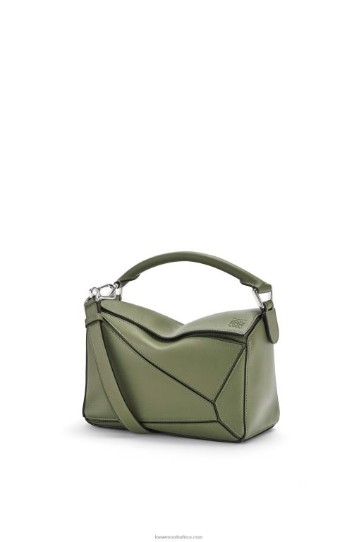 Loewe Women Small Puzzle bag in classic calfskin 206XF545 Avocado Green - Image 1