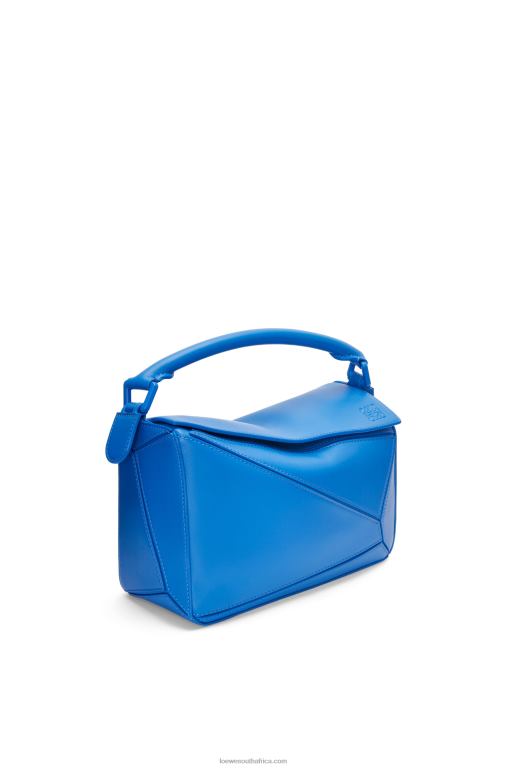 Loewe Women Small Puzzle bag in satin calfskin 206XF480 Scuba Blue - Image 3