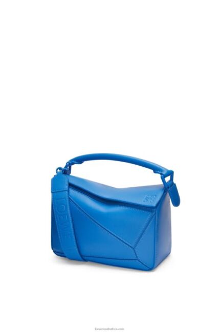 Loewe Women Small Puzzle bag in satin calfskin 206XF480 Scuba Blue