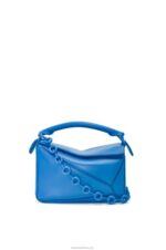 Loewe Women Small Puzzle bag in satin calfskin 206XF480 Scuba Blue - Image 9